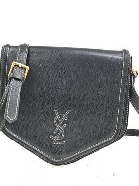 YVES SAINT LAURENT Cassandra Shoulder Crossbody Bag Leather Black GHW 30TA582
